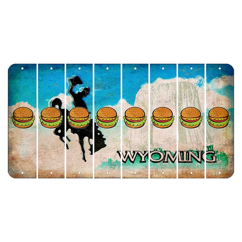 Wyoming Devils Tower Cut License Plate Strips (Set of 8) Hamburger