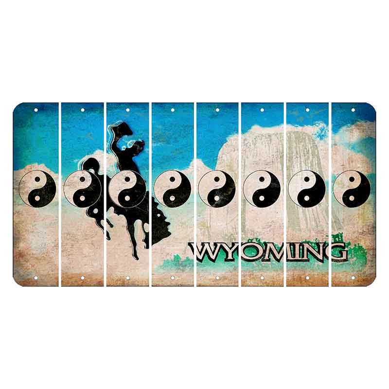 Wyoming Devils Tower Cut License Plate Strips (Set of 8) Yin Yang