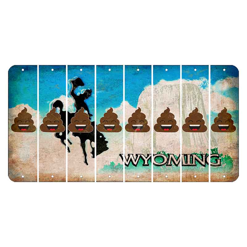 Wyoming Devils Tower Cut License Plate Strips (Set of 8) Emoji - Poop