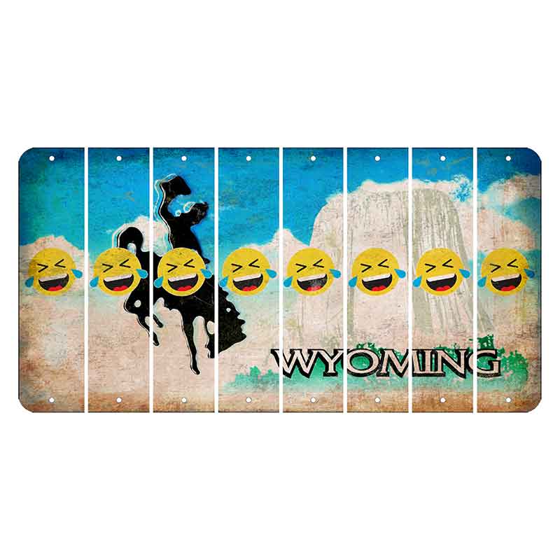 Wyoming Devils Tower Cut License Plate Strips (Set of 8) Emoji - Laughing