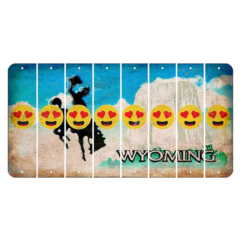 Wyoming Devils Tower Cut License Plate Strips (Set of 8) Emoji - Heart Eyes