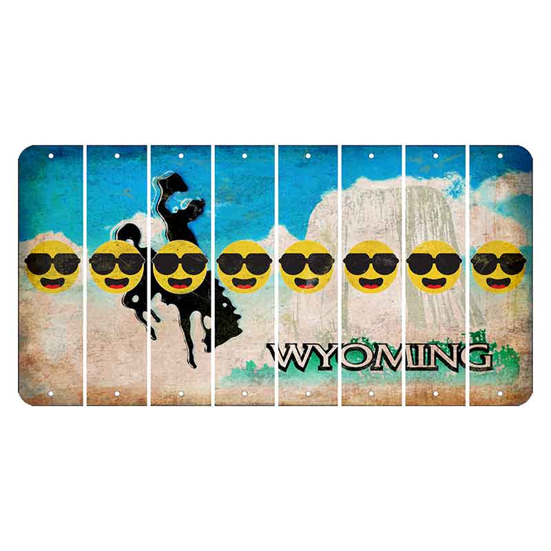 Wyoming Devils Tower Cut License Plate Strips (Set of 8) Emoji - Shades