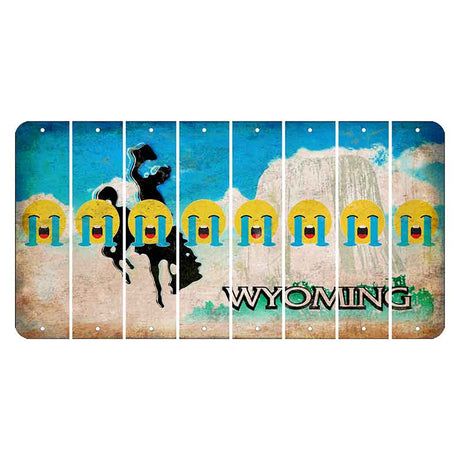 Wyoming Devils Tower Cut License Plate Strips (Set of 8) Emoji - Crying