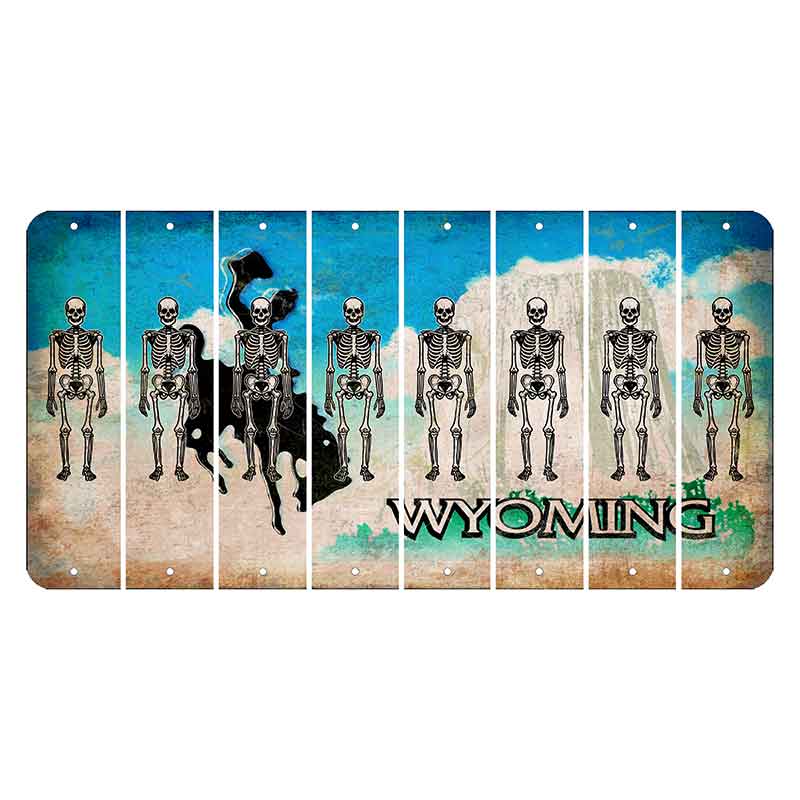 Wyoming Devils Tower Cut License Plate Strips (Set of 8) Skeleton