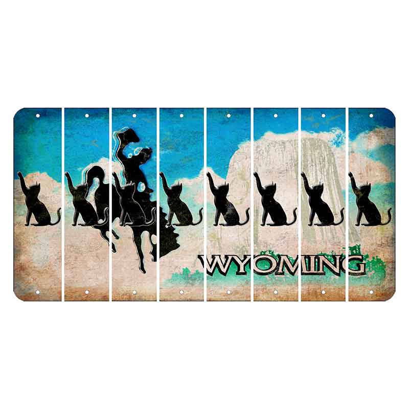 Wyoming Devils Tower Cut License Plate Strips (Set of 8) Cat