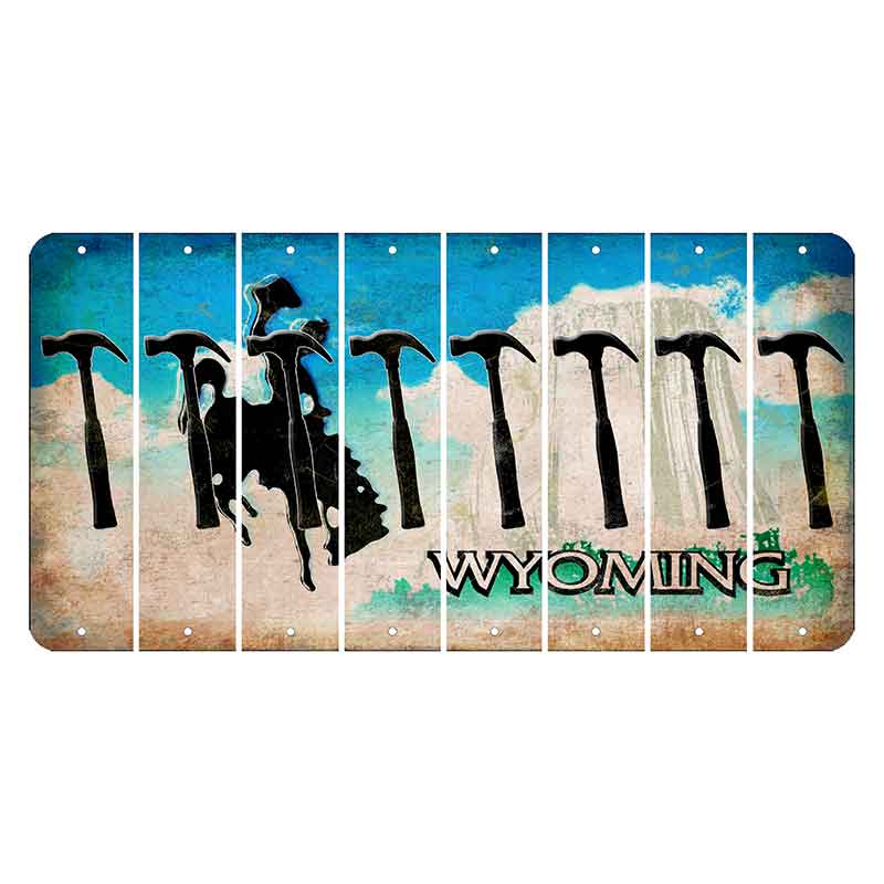 Wyoming Devils Tower Cut License Plate Strips (Set of 8) Hammer