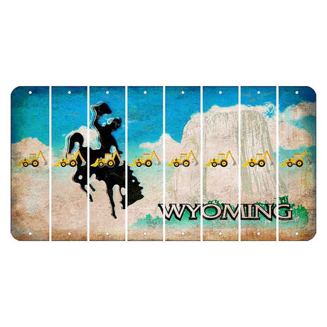 Wyoming Devils Tower Cut License Plate Strips (Set of 8) Backhoe