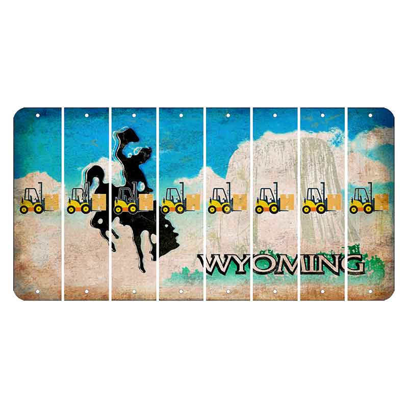 Wyoming Devils Tower Cut License Plate Strips (Set of 8) Forklift