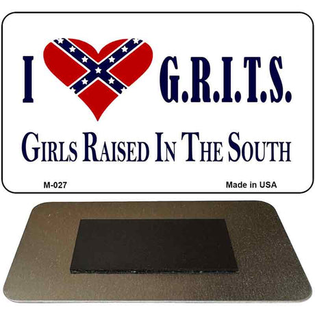 I Love GRITS Novelty Metal Magnet M-027