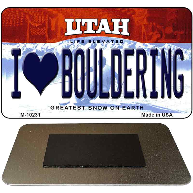 I Love Bouldering Utah State License Plate Tag Magnet M-10231