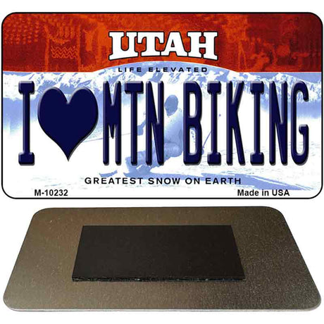 I Love Mtn Biking Utah State License Plate Tag Magnet M-10232