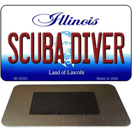 Scuba Diver Illinois State License Plate Tag Magnet M-10321