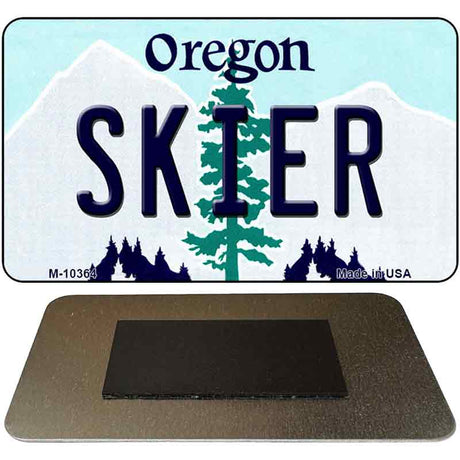 Skier Oregon State License Plate Tag Magnet M-10364