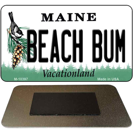 Beach Bum Maine State License Plate Tag Magnet M-10397