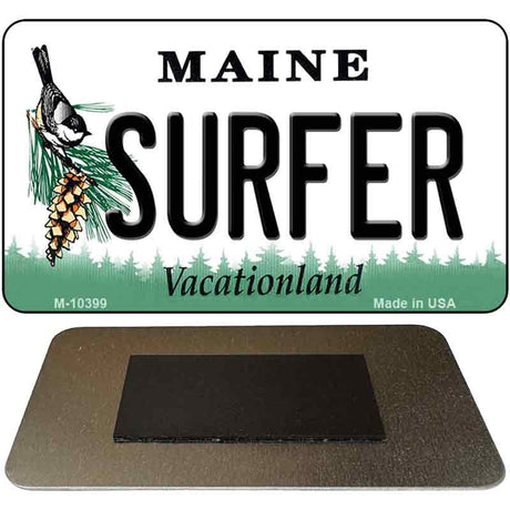 Surfer Maine State License Plate Tag Magnet M-10399