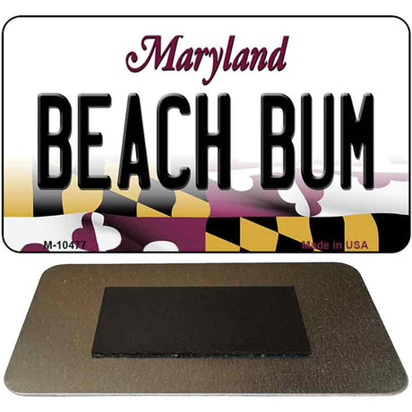 Beach Bum Maryland State License Plate Tag Magnet M-10477