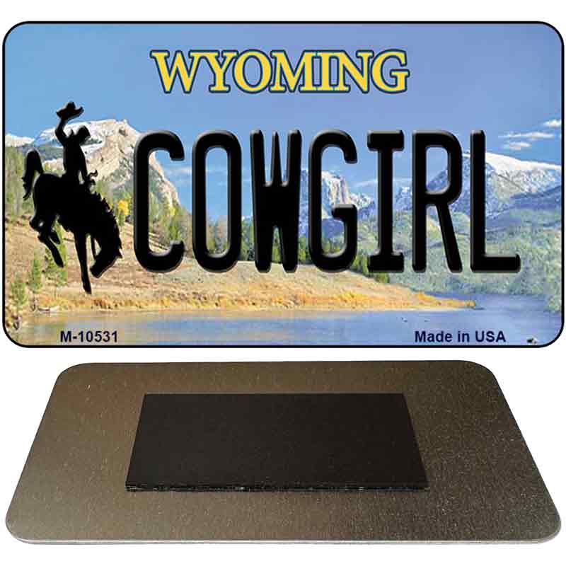 Cowgirl Wyoming State License Plate Tag Magnet M-10531