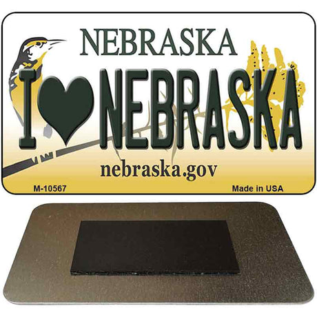 I Love Nebraska State License Plate Tag Magnet M-10567