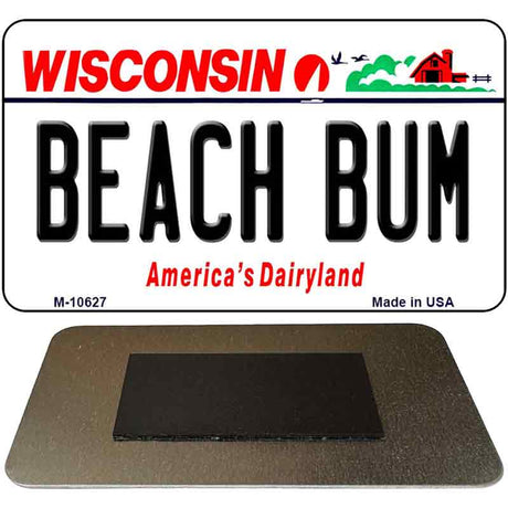 Beach Bum Wisconsin State License Plate Tag Novelty Magnet M-10627