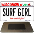 Surf Girl Wisconsin State License Plate Tag Novelty Magnet M-10629