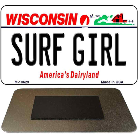 Surf Girl Wisconsin State License Plate Tag Novelty Magnet M-10629