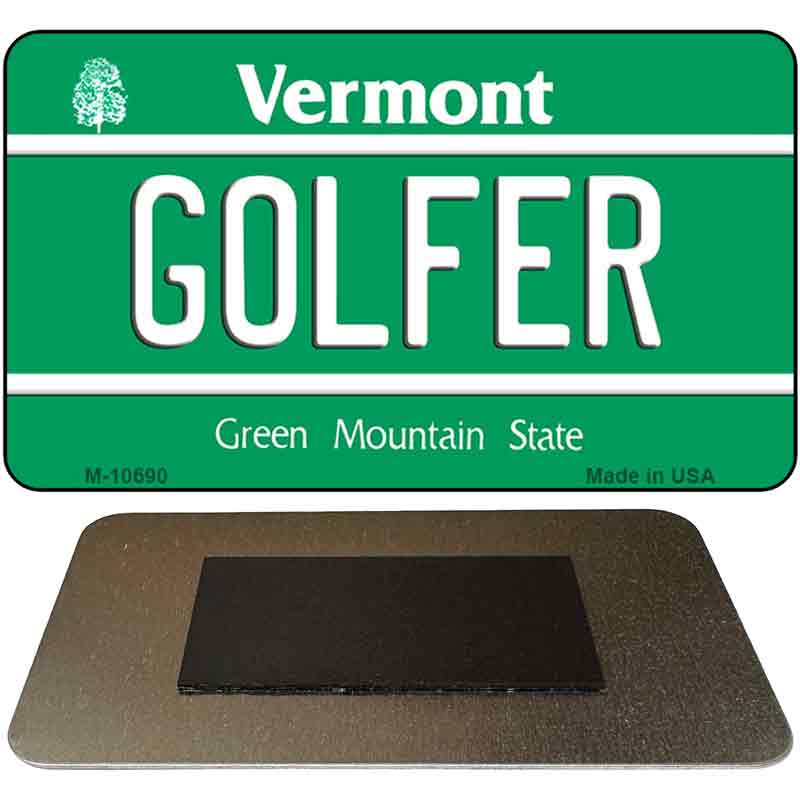 Golfer Vermont State License Plate Tag Novelty Magnet M-10690