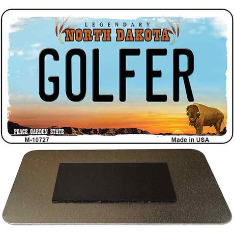 Golfer North Dakota State License Plate Tag Magnet M-10727