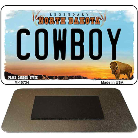 Cowboy North Dakota State License Plate Tag Magnet M-10734