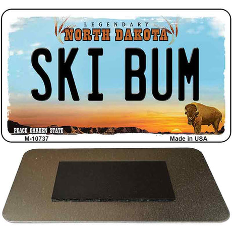 Ski Bum North Dakota State License Plate Tag Magnet M-10737