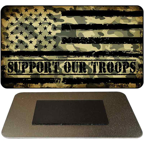 Camo American Flag Support Troops Novelty Metal Magnet M-10743