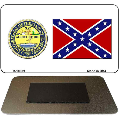 Confederate Flag Tennessee Seal Novelty Metal Magnet