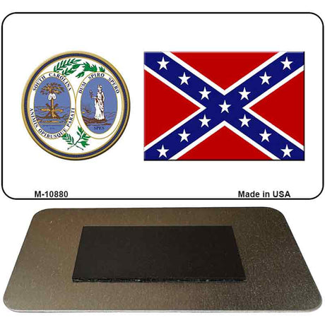 Confederate Flag South Carolina Seal Novelty Metal Magnet M-10880