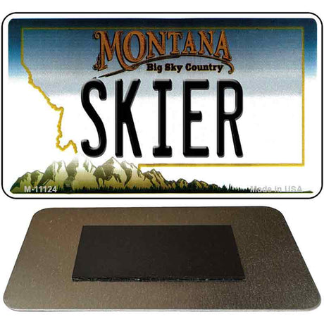 Skier Montana State License Plate Tag Novelty Magnet M-11124