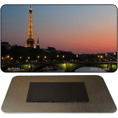 Eiffel Tower Night With River and Bridge Novelty Magnet M-11251