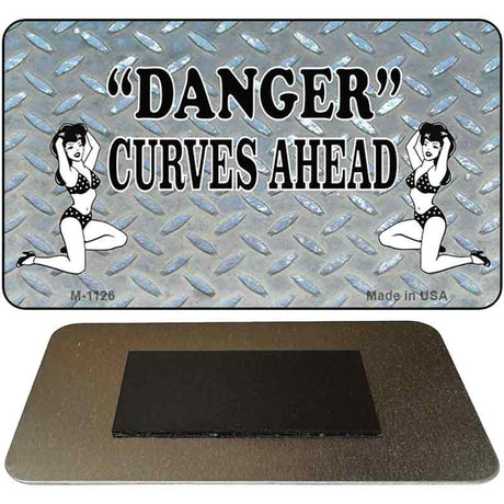 Danger Curves Ahead Novelty Metal Magnet M-1126