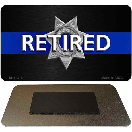 Thin Blue Line Retired Police Novelty Metal Magnet M-11314