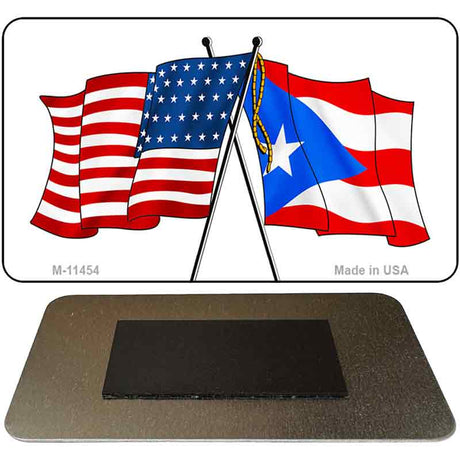 Puerto Rico Crossed US Flag Novelty Metal Magnet M-11454