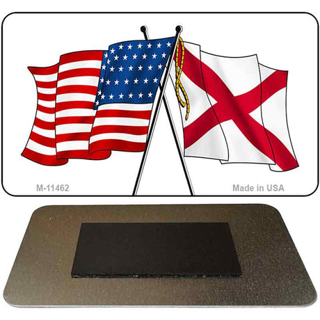 Alabama Crossed US Flag Novelty Metal Magnet M-11462