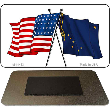 Alaska Crossed US Flag Novelty Metal Magnet M-11463