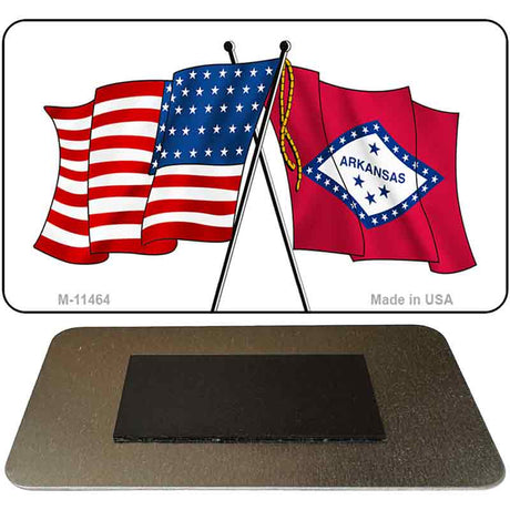 Arkansas Crossed US Flag Novelty Metal Magnet M-11464