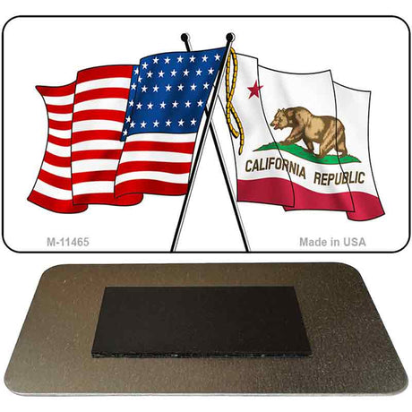 California Crossed US Flag Novelty Metal Magnet M-11465