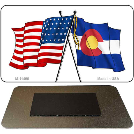 Colorado Crossed US Flag Novelty Metal Magnet M-11466