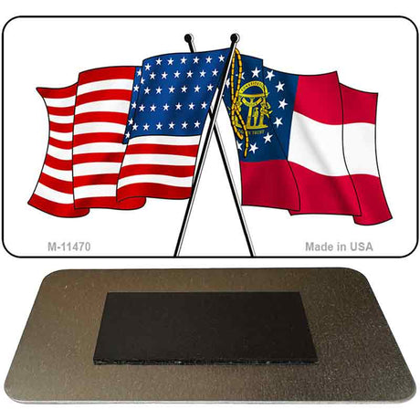 Georgia Crossed US Flag Novelty Metal Magnet M-11470