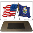 Kansas Crossed US Flag Novelty Metal Magnet M-11476