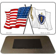 Massachusetts Crossed US Flag Novelty Metal Magnet M-11481