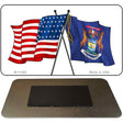 Michigan Crossed US Flag Novelty Metal Magnet M-11482