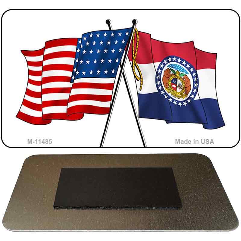 Missouri Crossed US Flag Novelty Metal Magnet M-11485