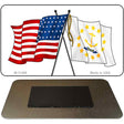 Rhode Island Crossed US Flag Novelty Metal Magnet M-11499