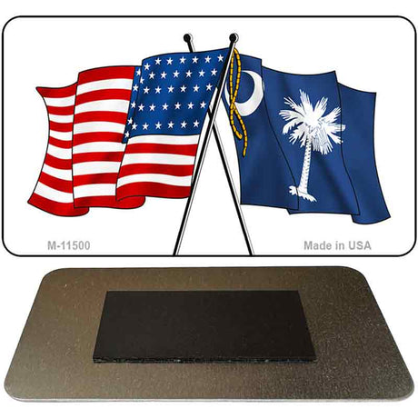 South Carolina Crossed US Flag Novelty Metal Magnet M-11500