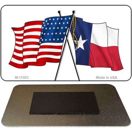 Texas Crossed US Flag Novelty Metal Magnet M-11503